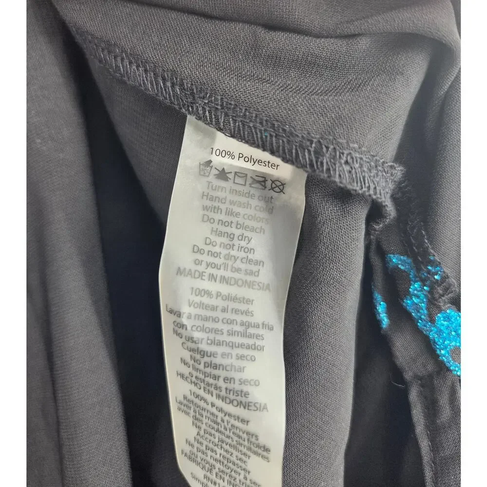 LuLaRoe Elegant Joy Black Blue Rose Glitter Long Cardigan Vest Duster NWT Large - Picture 7 of 7